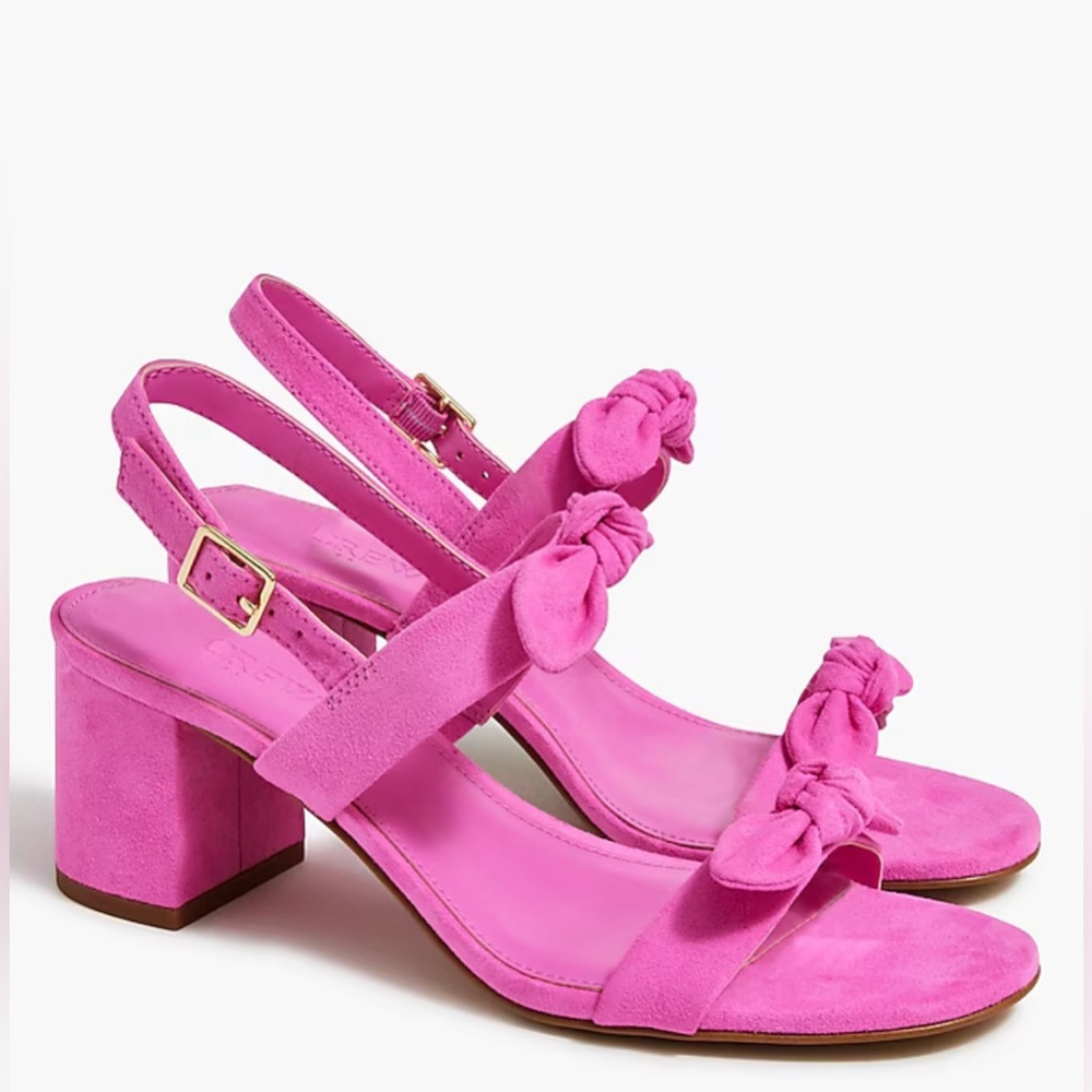 J. Crew Double Bow Suede Block Heels